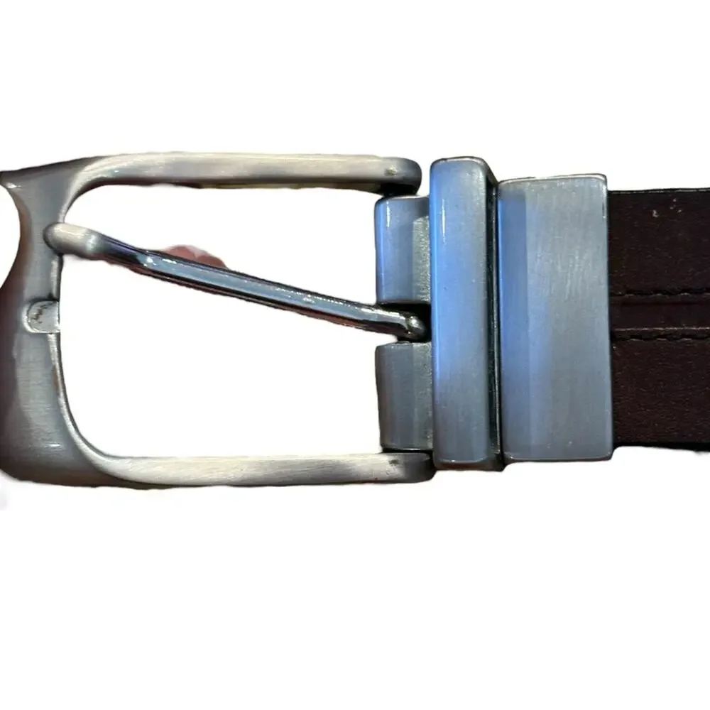 Brown to Black Reversible Leather Belt in a Mens Size 36 with Silver Buckle